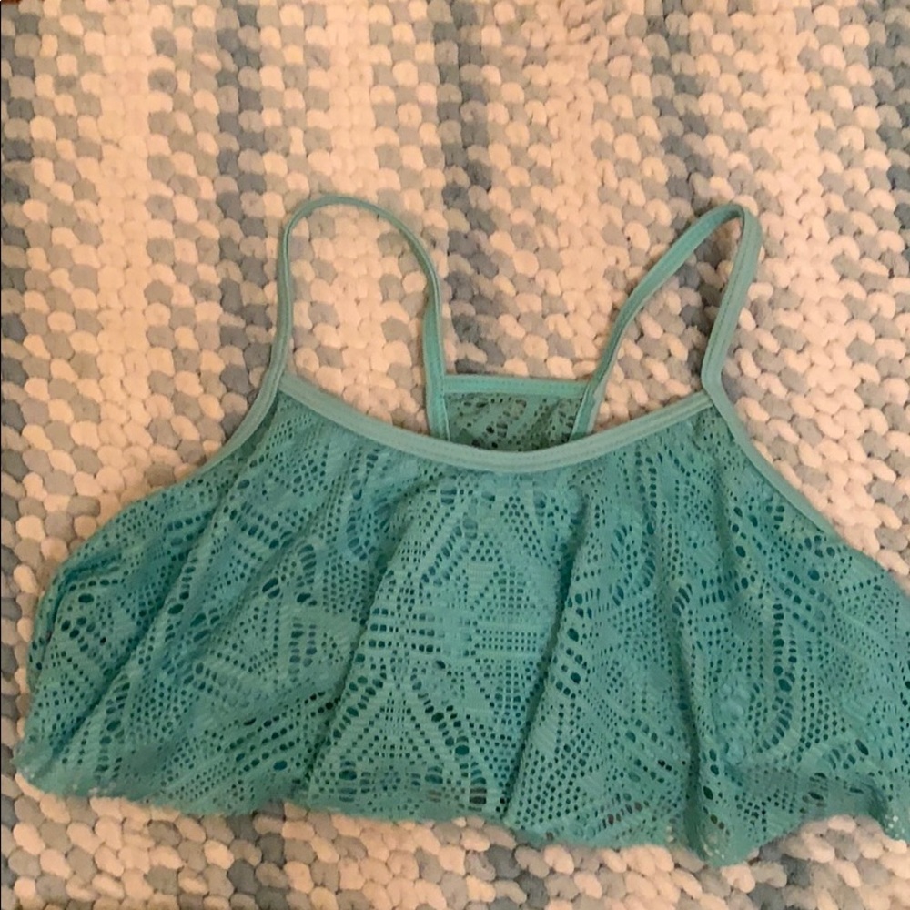 blue laced swimsuit top